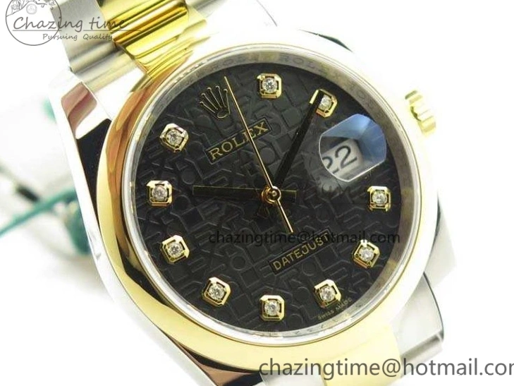 0404 Reliable Datejust 116234 36mm DJF 1:1 Best Edition Black Com Diam Dial On SS YG Oyster Bracelet SA3135 V 3487